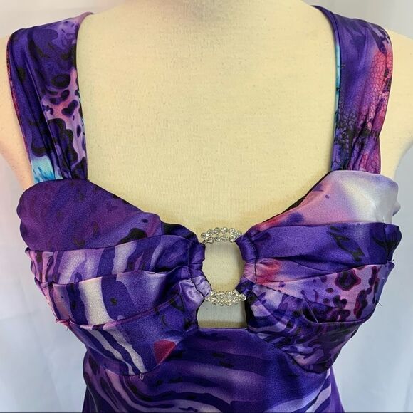 Jolie purple blue leopard animal print sweetheart mermaid open back gown dress - Picture 4 of 17